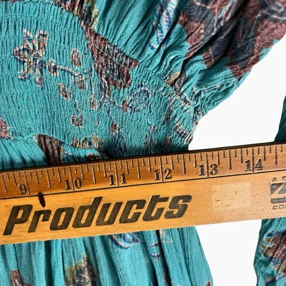 J. Glee Turquoise Floral Dress 3X Flower Dolman Sleeve V-Neck Button Up Crepe - Picture 9 of 10